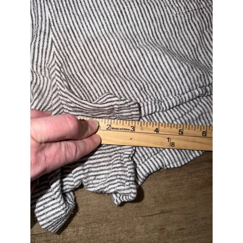 J.Crew XXL Striped Linen Blend Pull On Shorts Navy White Ticking Stripe